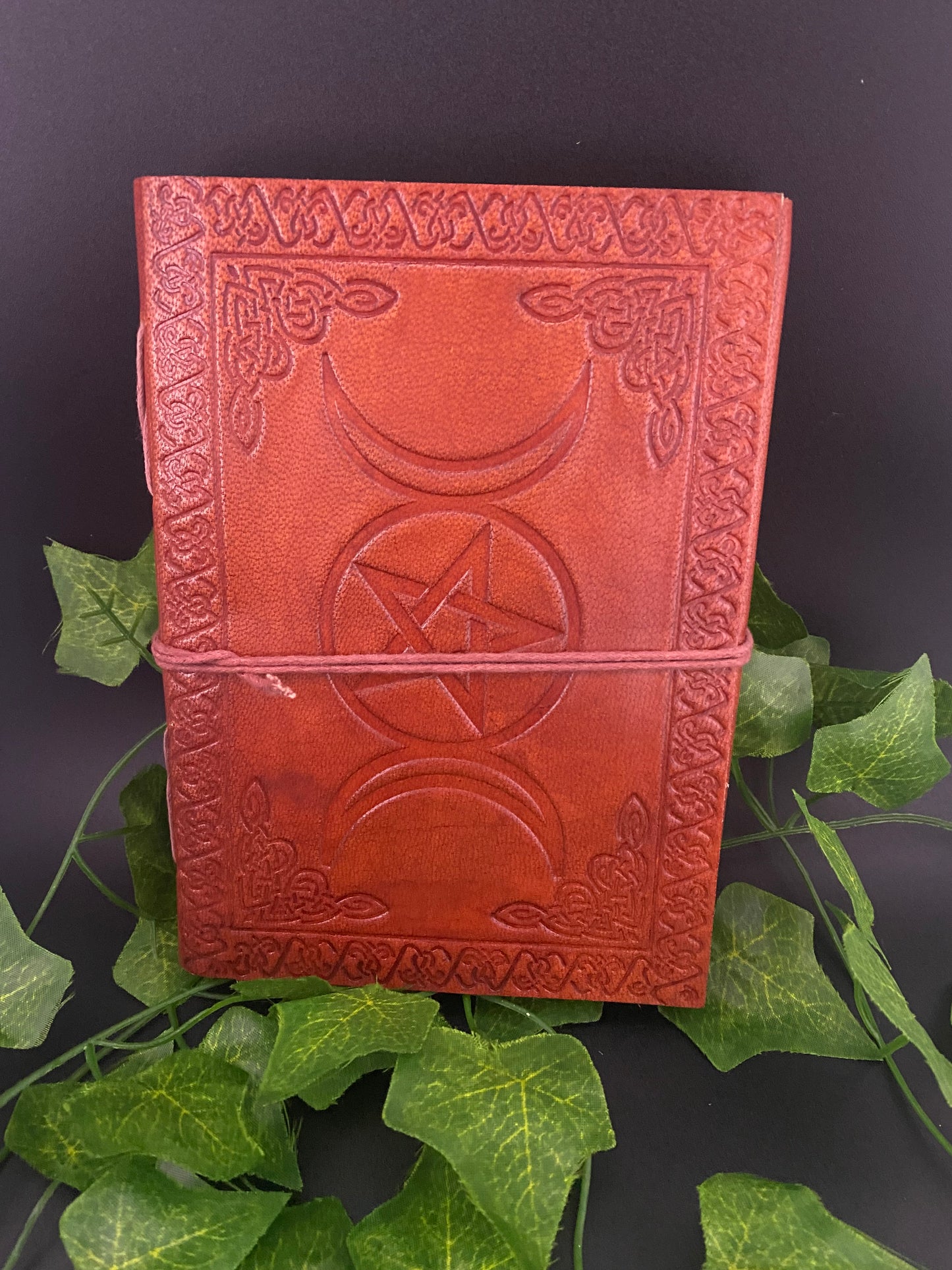 Triple Moon Leather Bound Journal With Cord