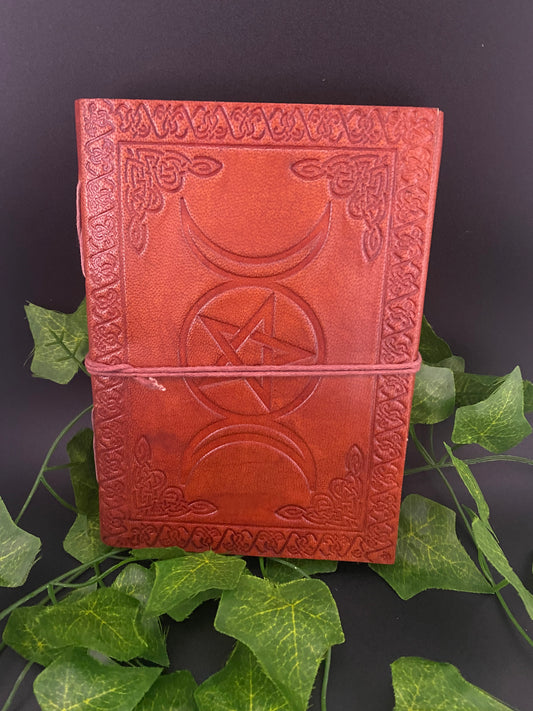Triple Moon Leather Bound Journal With Cord