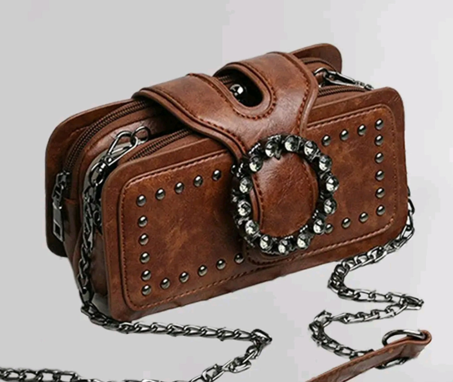 Riveted Purse With Chain