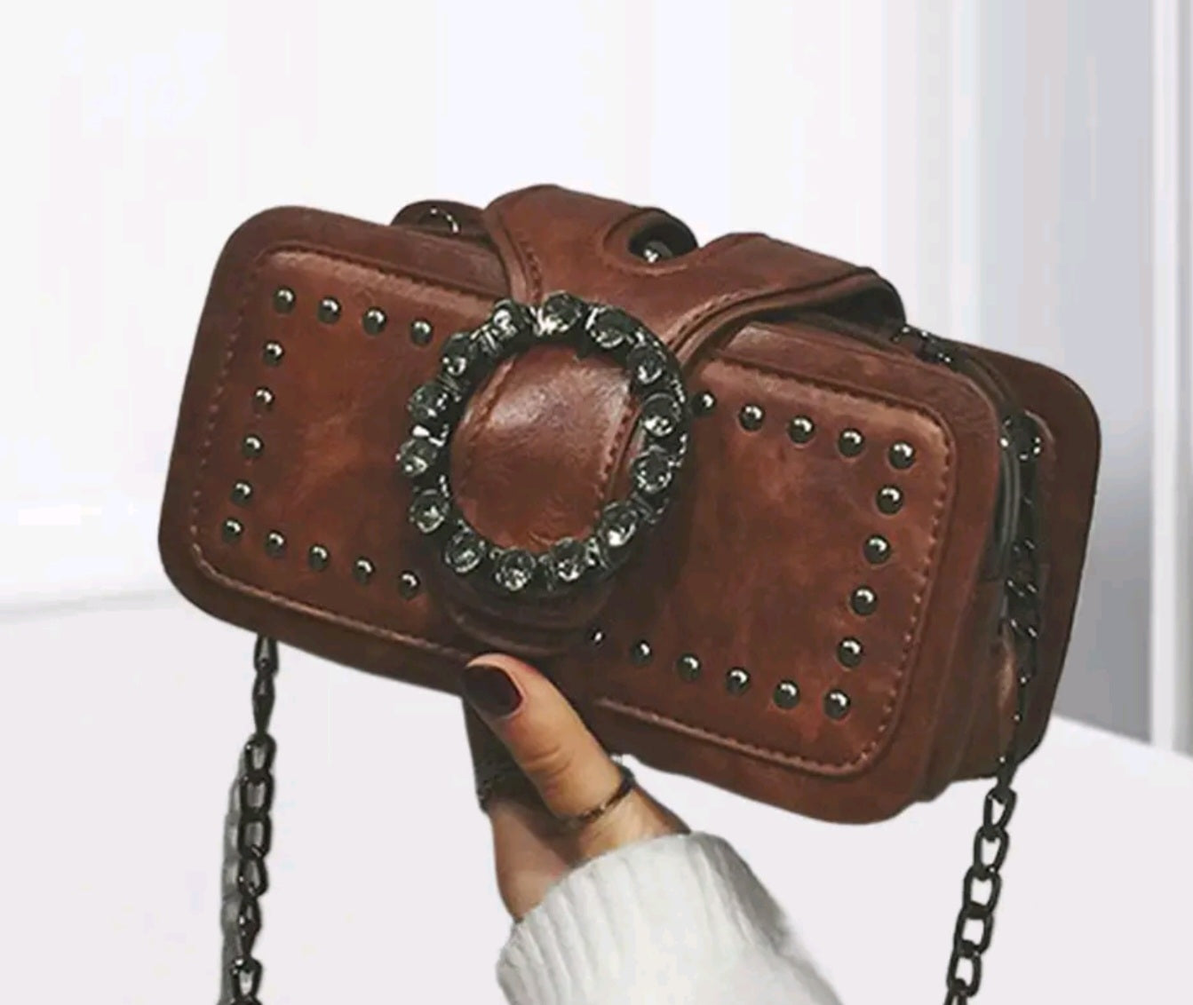 Riveted Purse With Chain
