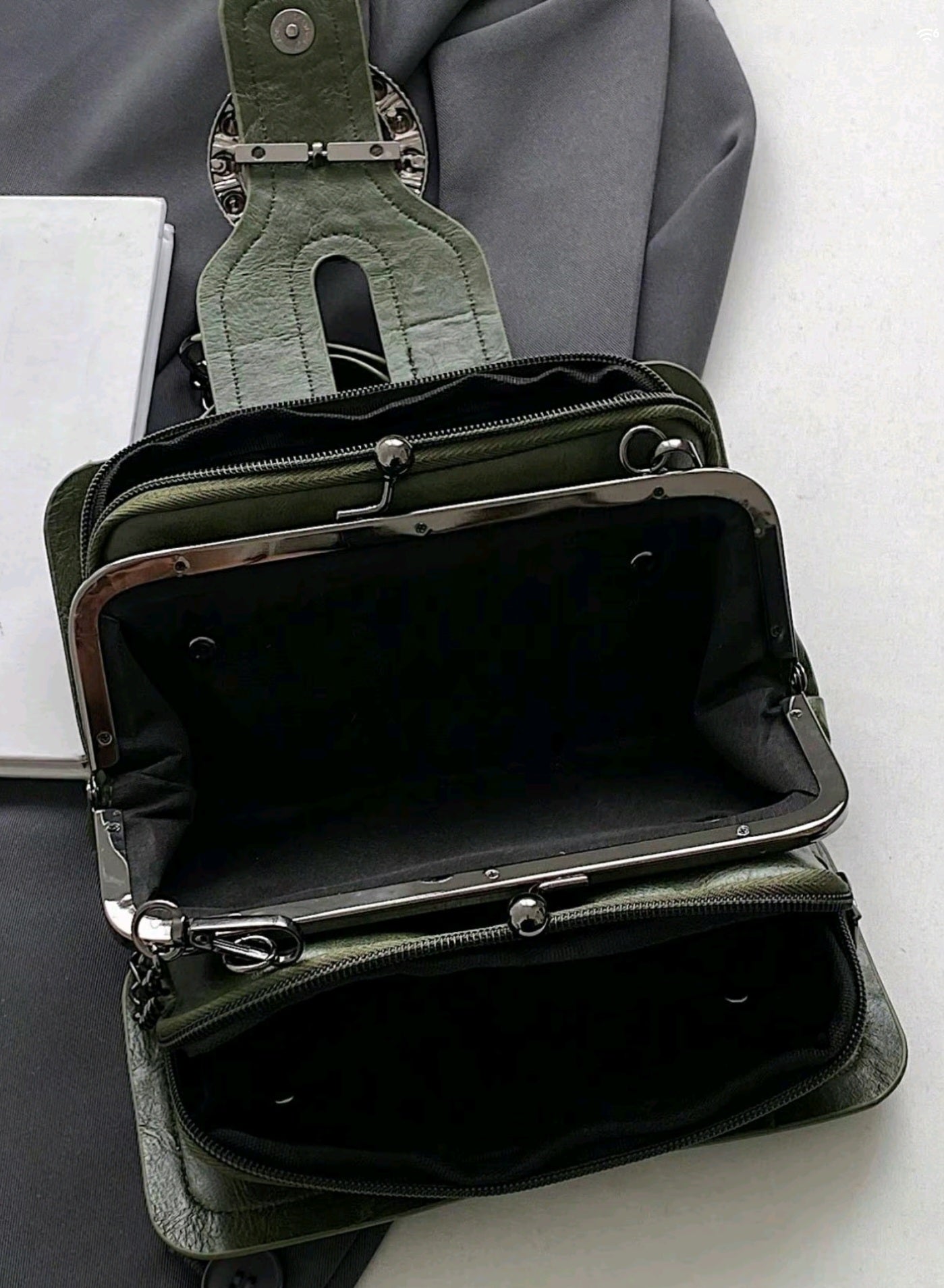 Riveted Purse With Chain