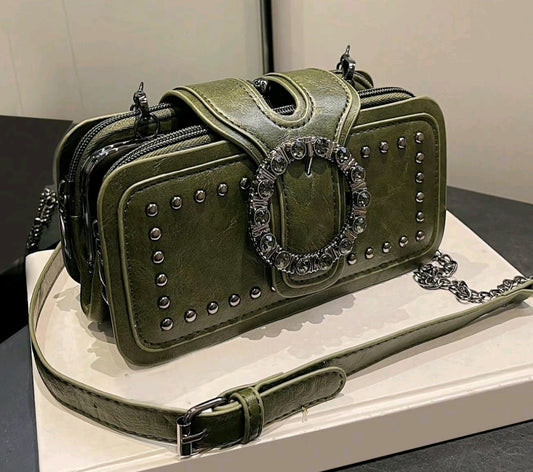 Riveted Purse With Chain