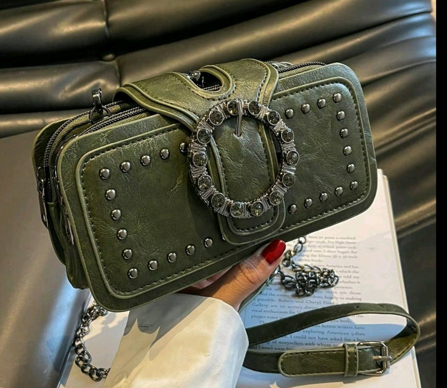 Riveted Purse With Chain