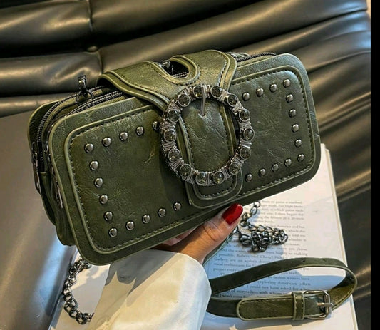 Riveted Purse With Chain