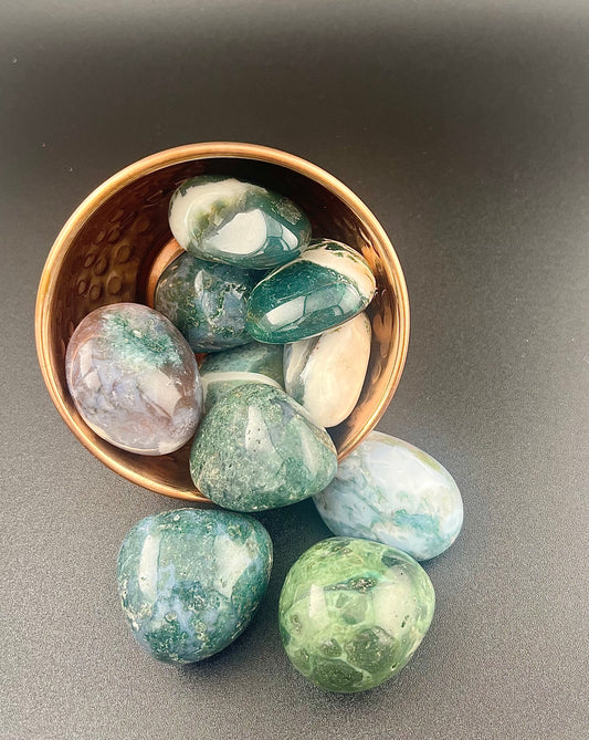 Green Moss Agate Tumbles