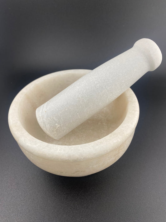 White Marble Mortar and Pestle