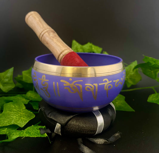 Violet Tibetan 4" Singing Bowl With Cushion And Striker