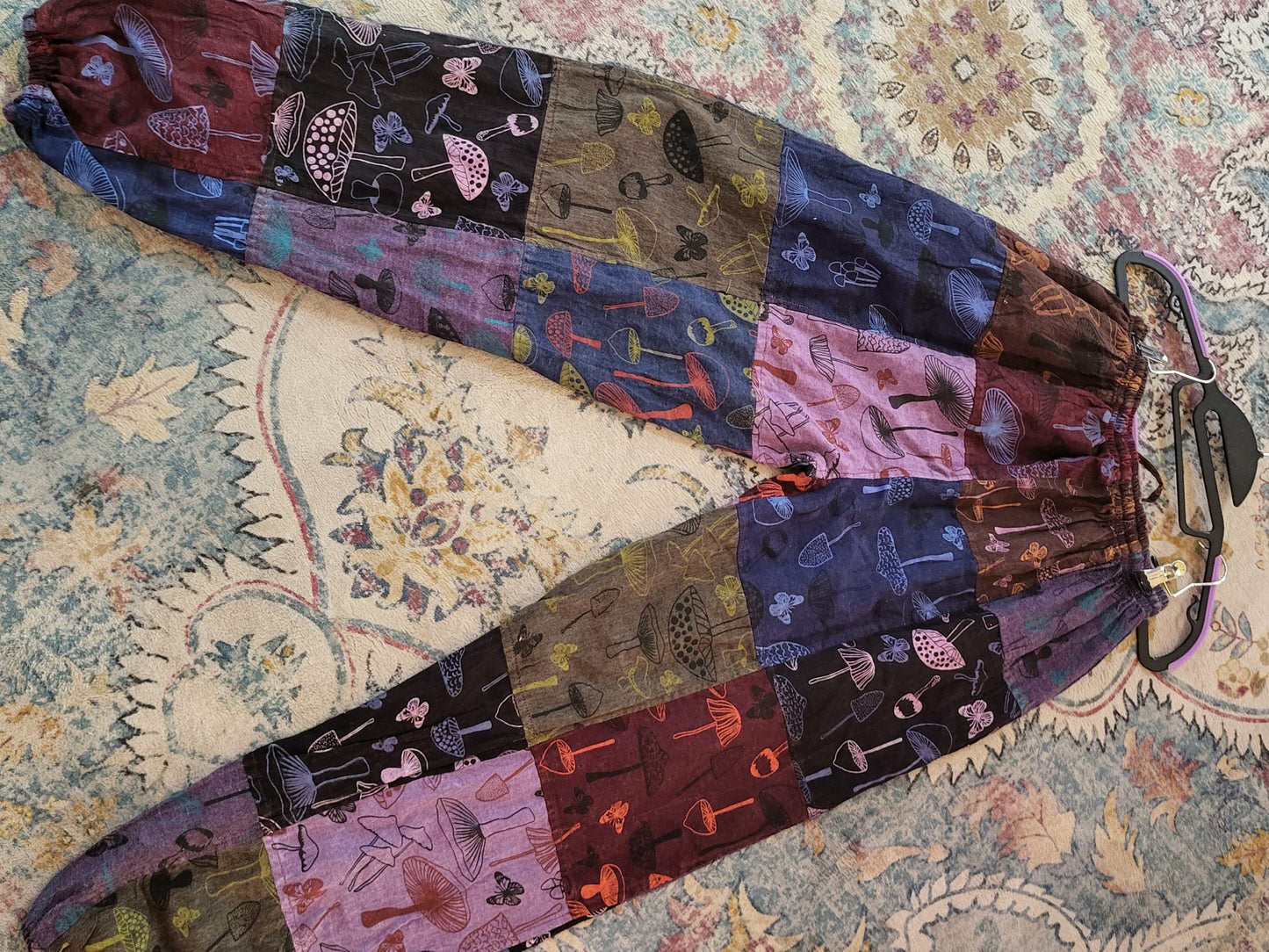 Mushroom Print Patchwork Harem Pants