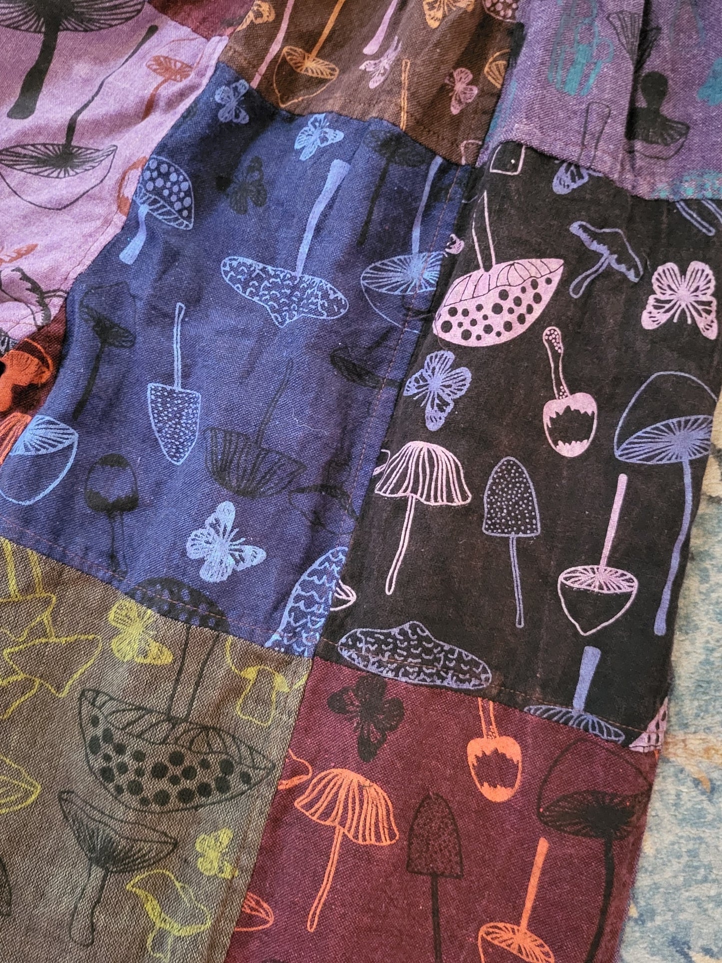 Mushroom Print Patchwork Harem Pants