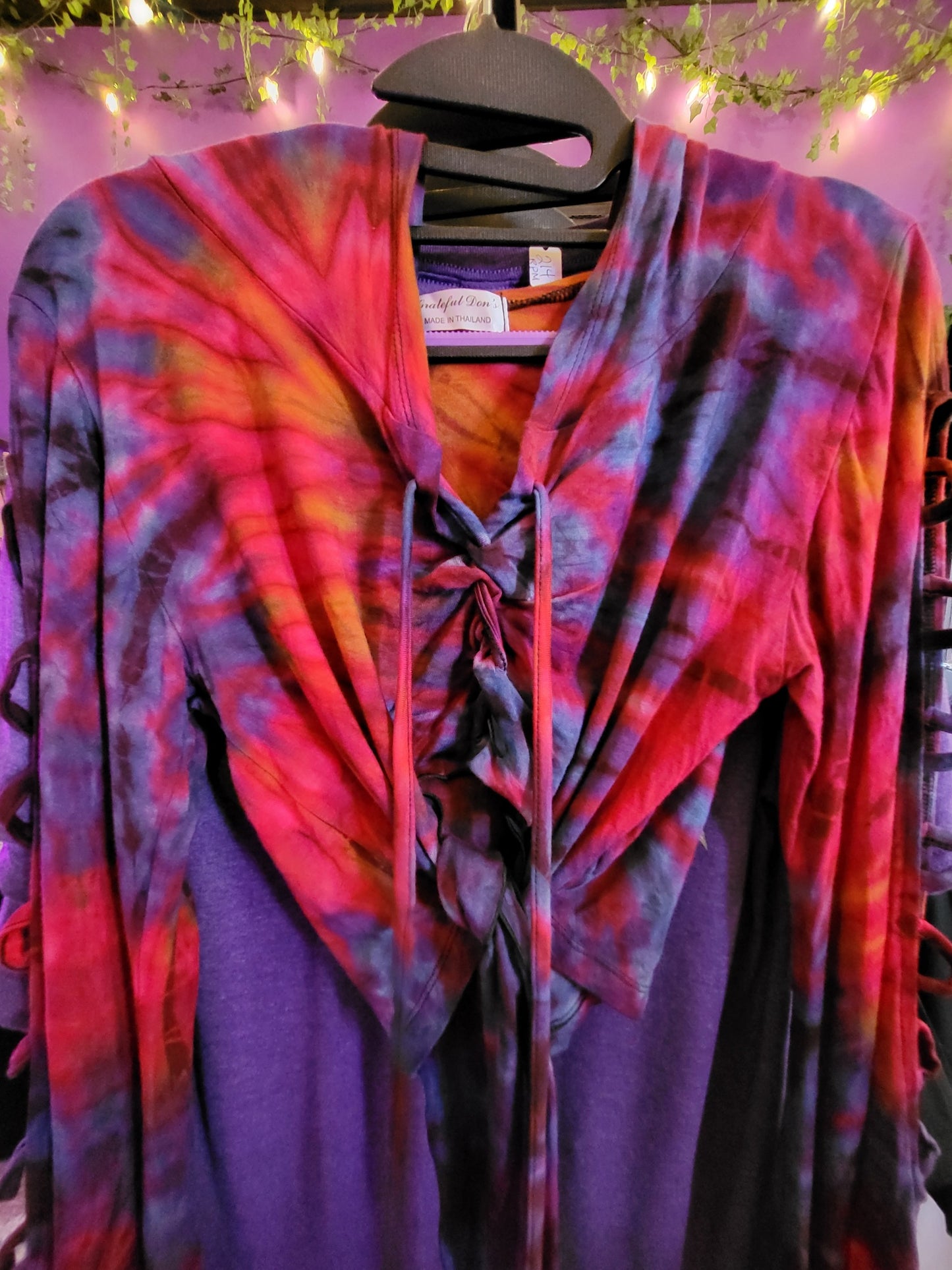 Tye Dye Long Sleeve Crop Top with Butterfly Sleeves