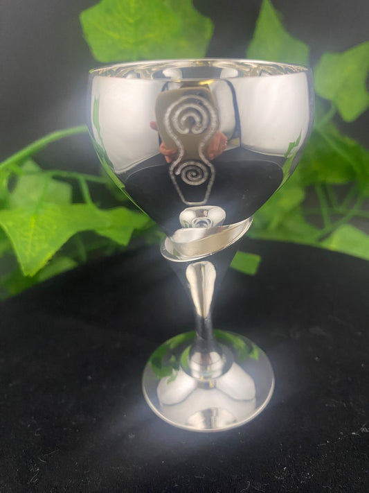 Goddess Of Earth Carved Silver Plated Chalice