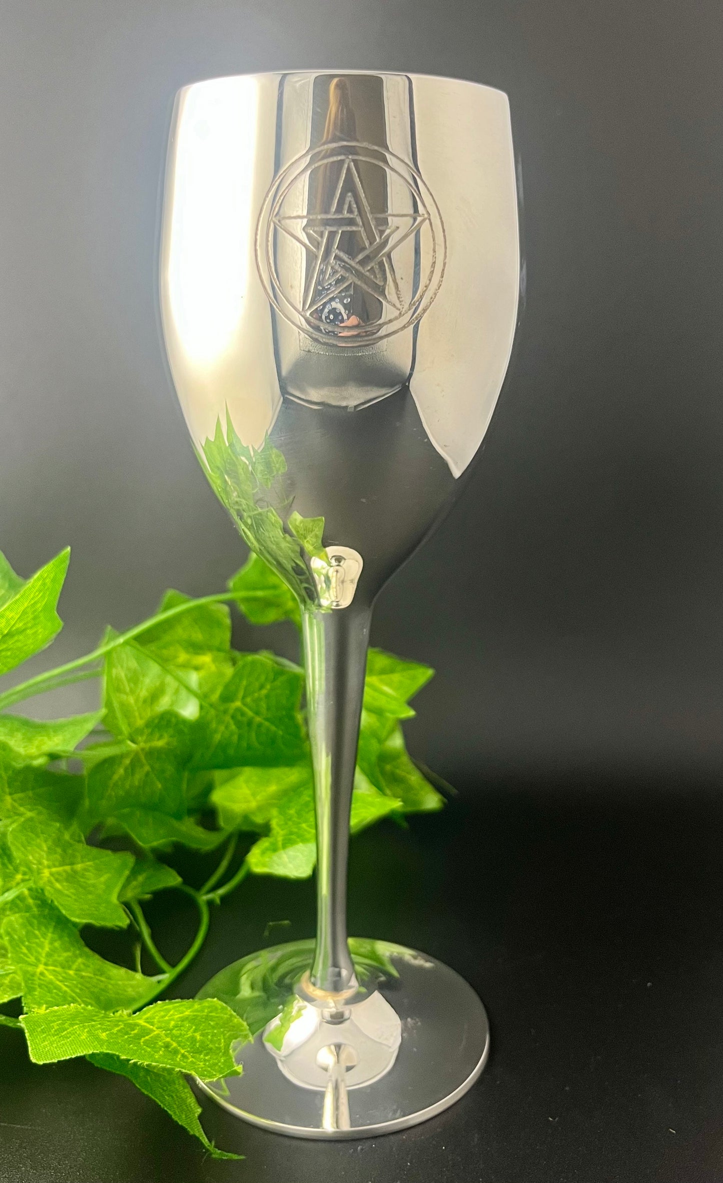 Silver Tone Chalice with Pentacle inscription