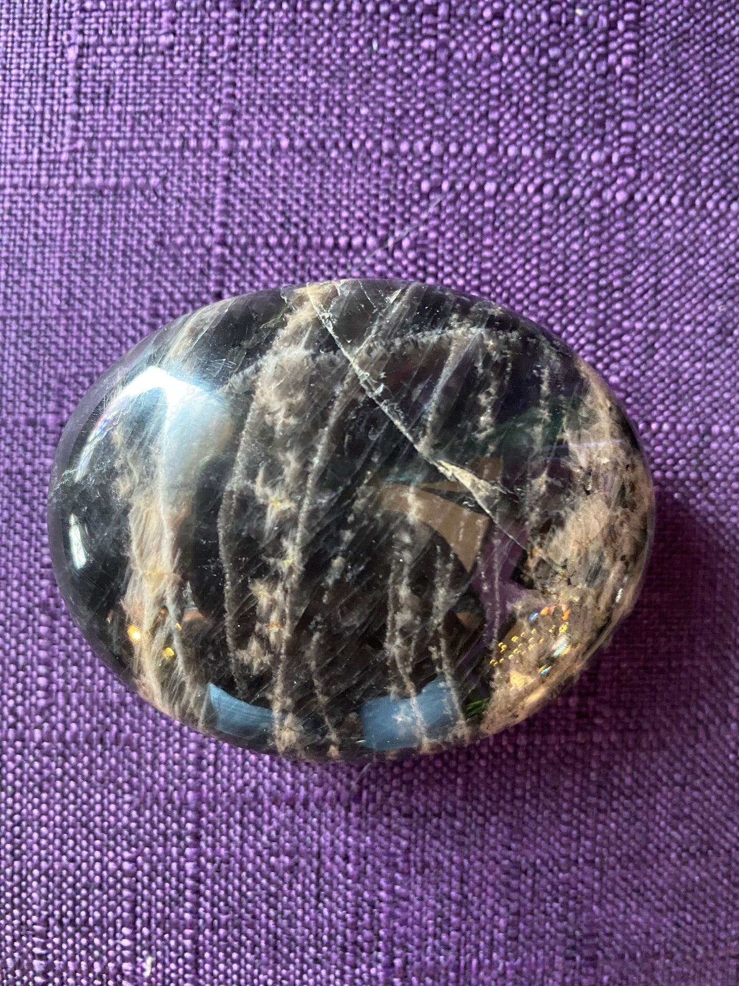 Black Moonstone Palm Stone