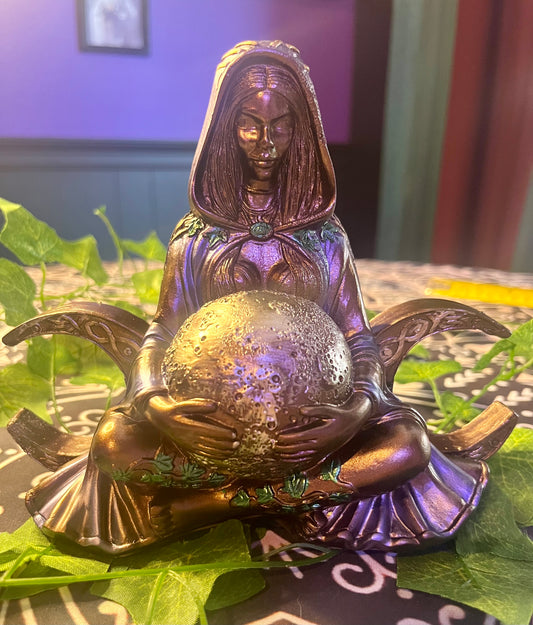 Gaia Triple Moon Goddess Statue
