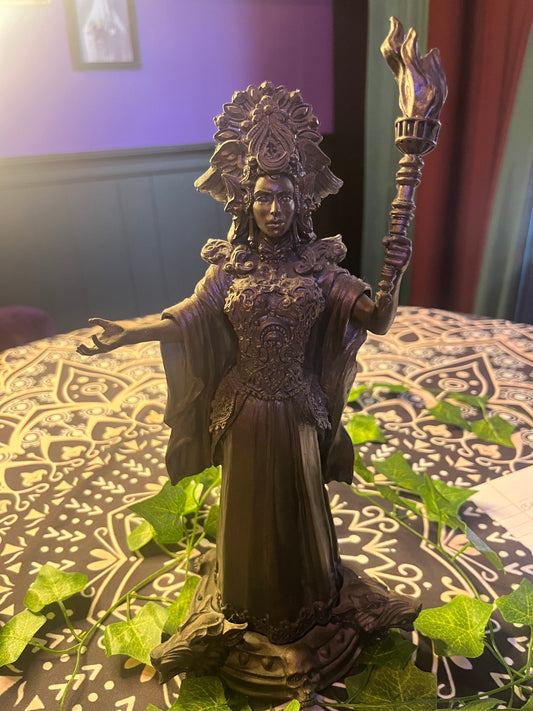 Hecate W/ Torch Statue - Black