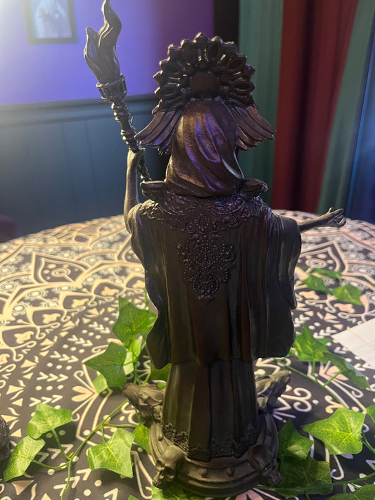 Hecate W/ Torch Statue - Black