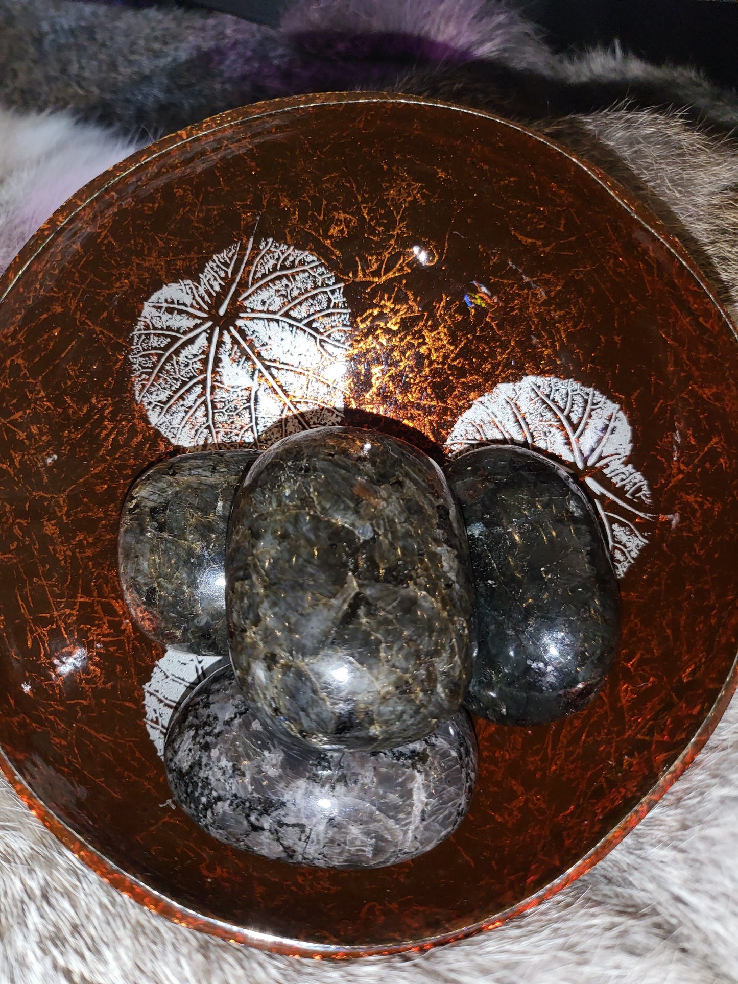 Larvikite Palm Stone