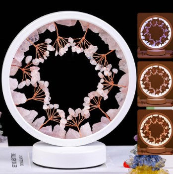 Rose Quartz Amethyst Gemstone Tree LED Lamp