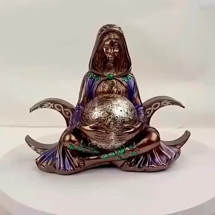 Gaia Triple Moon Goddess Statue