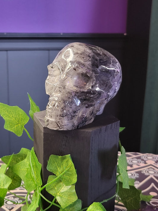 Quartz Tourmaline Included Skull
