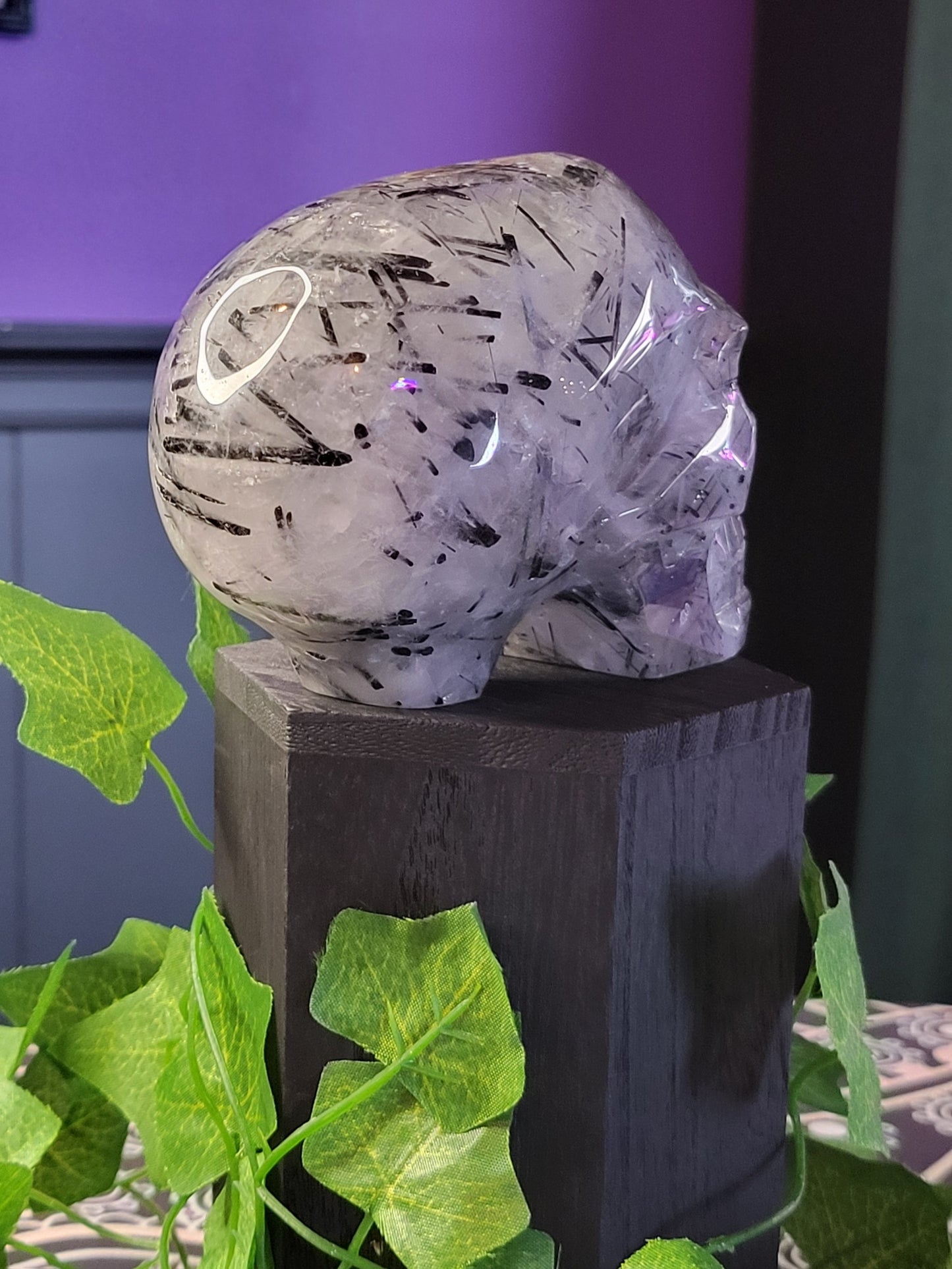 Quartz Tourmaline Included Skull