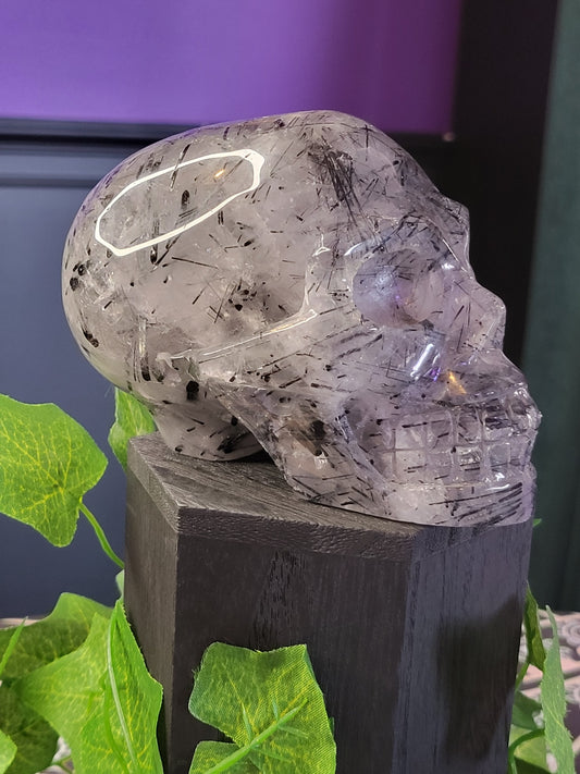 Quartz Tourmaline Included Skull