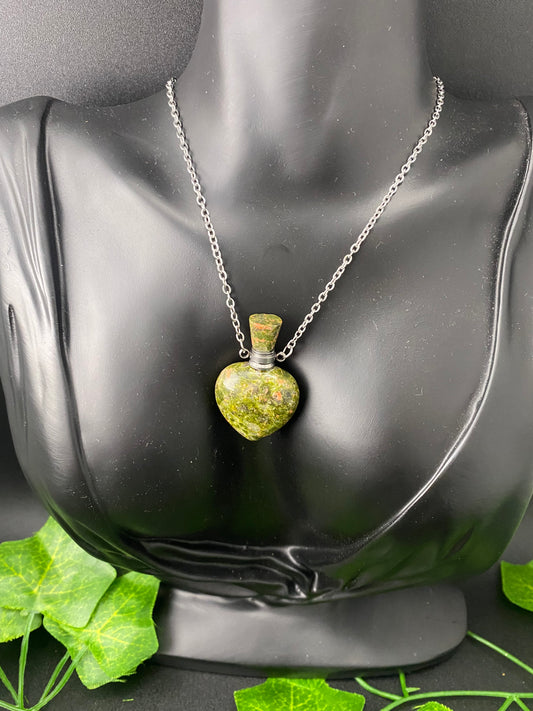Unakite Bottle Necklace – Heart Shaped
