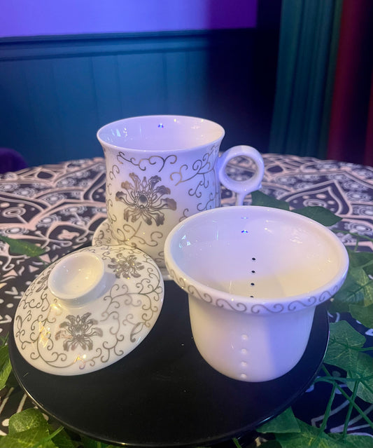 Porcelain Tea Cup w/Infuser & Saucer