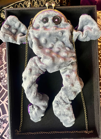 Gray Bumpy Back/Purple Belly Toad Coin Purse With Chain