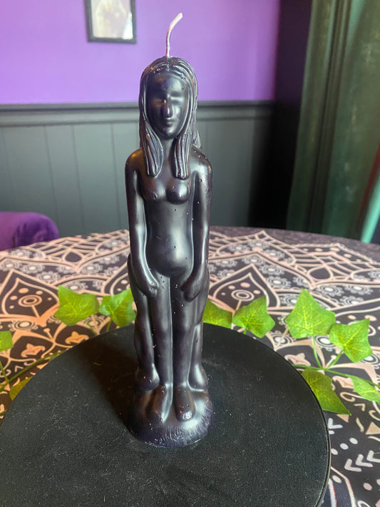 Female Figure Candle Black 8"