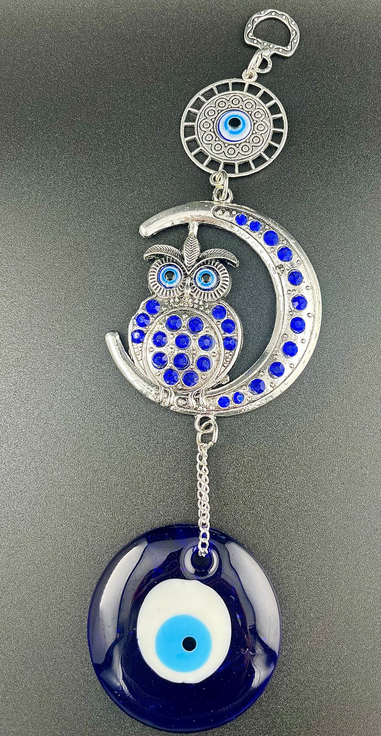 Owl Cresent Moon With Evil Eye Wall Hanging