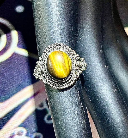 Tiger Eye In Silver Ring