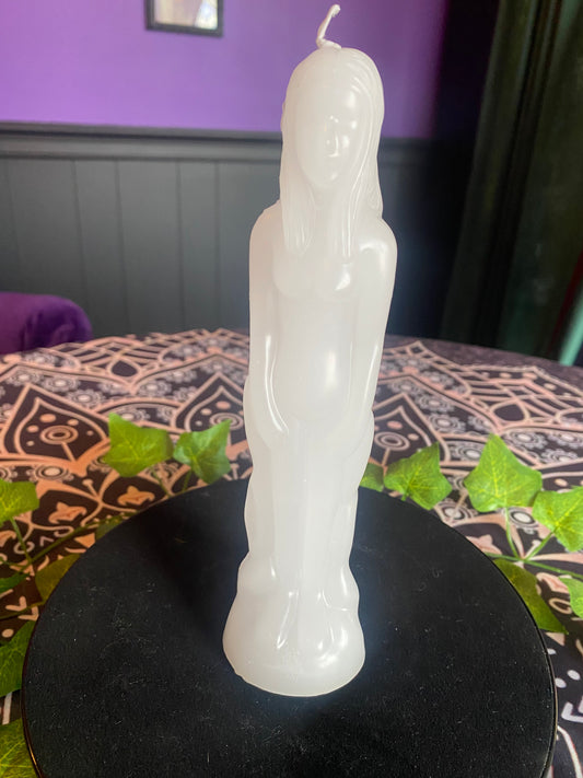 Female Figure Candle White 8"
