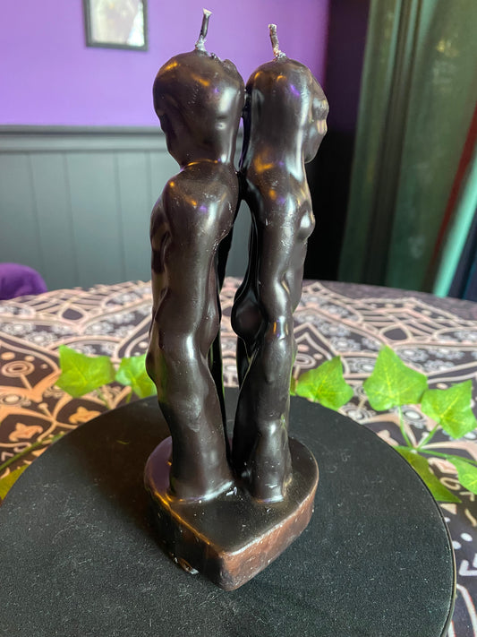 Black Male & Female Separation Candle Mounted On Heart