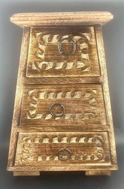 Triple Crescent Moon Three Drawer Chest