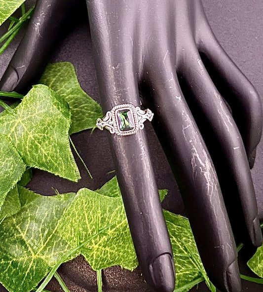 Mystic Topaz Square Stone Ring