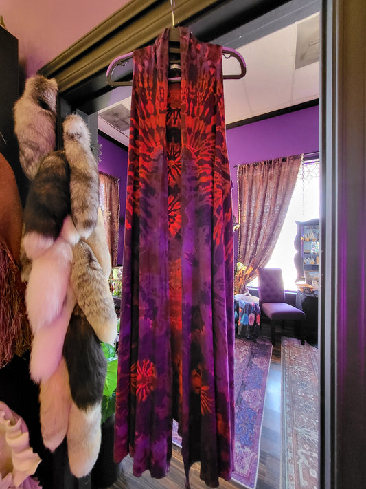 Full-Length Tye Dye Duster Vest