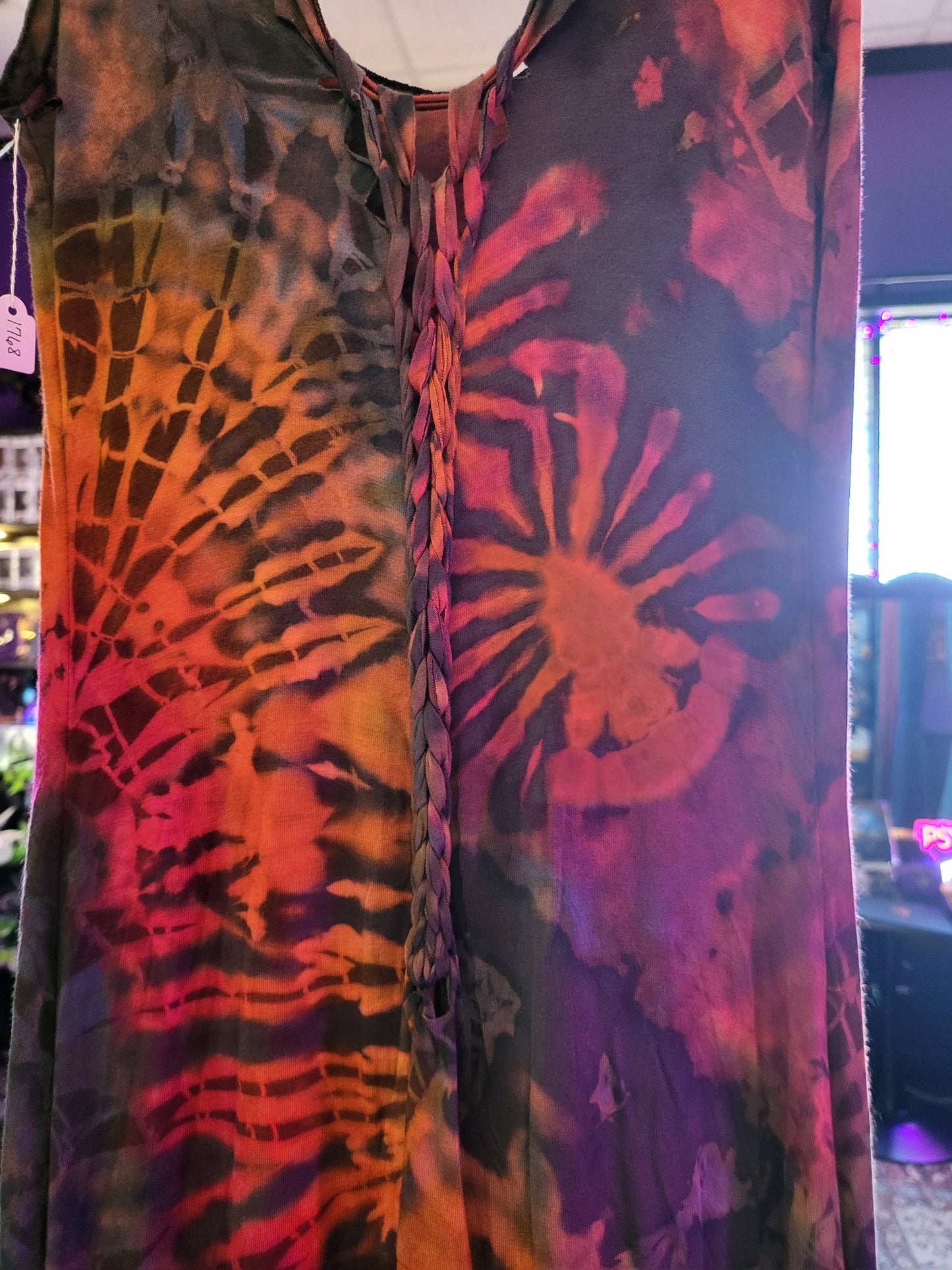 Tye Dye Cocktail Dress with Braided Back