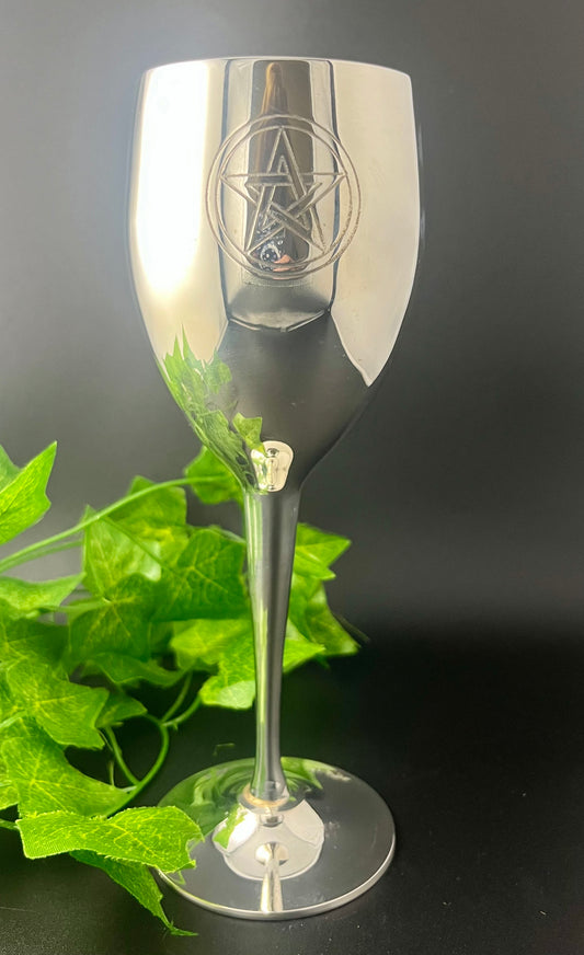 Silver Tone Chalice with Pentacle inscription