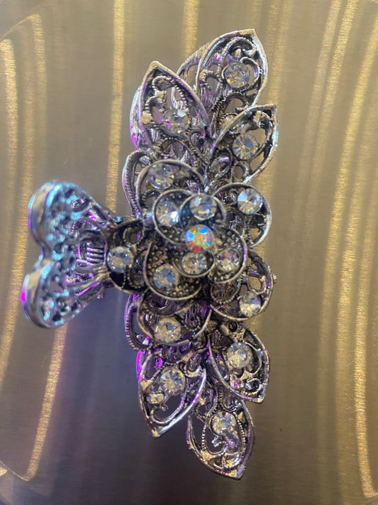 Rhinestone Flower Hair Claw