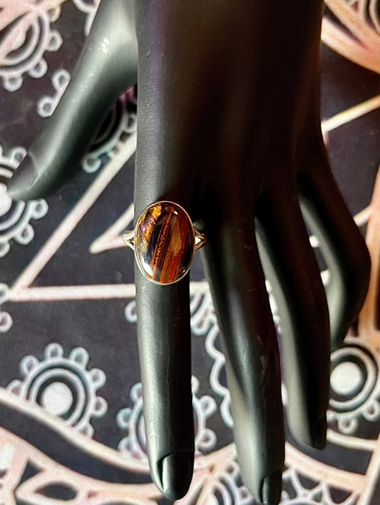 Iron Tiger Eye Oval Ring