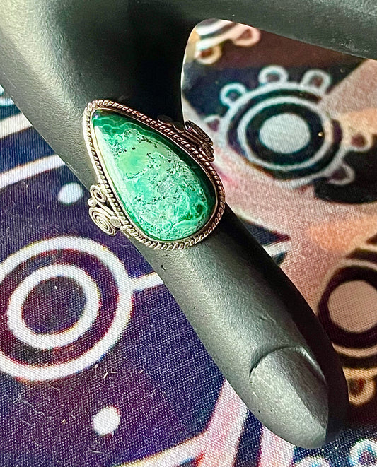 Large Shattuckite Teardrop Swirl Ring