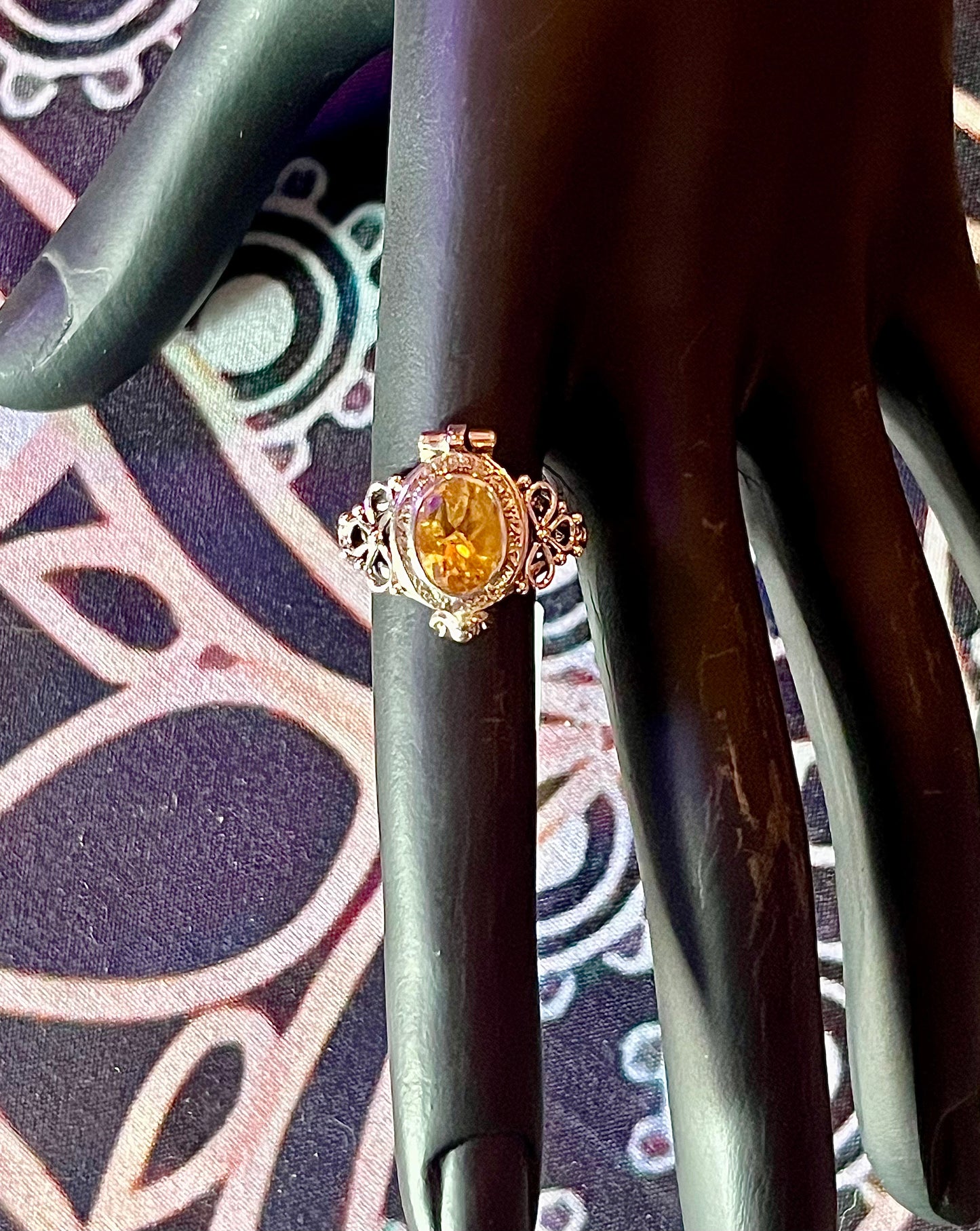 Citrine Poison Ring