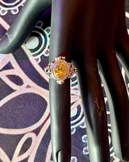 Citrine Poison Ring