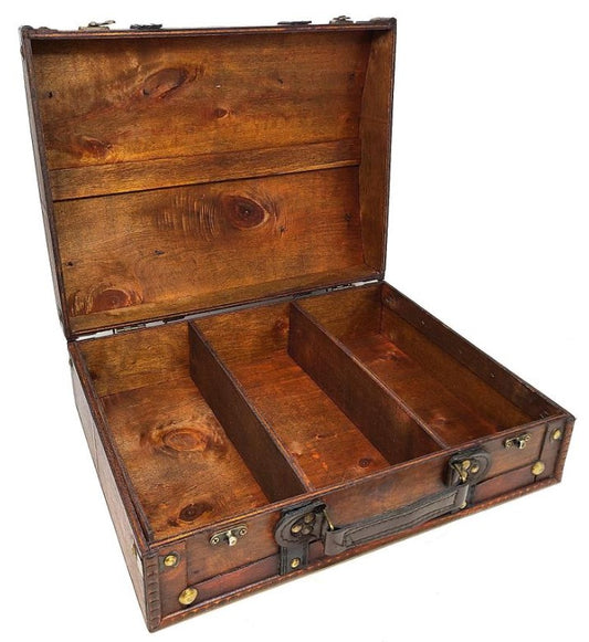 Antique Wooden Travel Suitcase