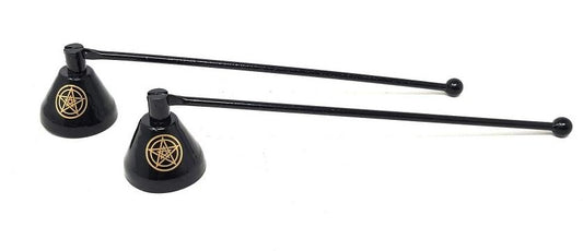 Black Gold Pentagram Candle Snuff Brass 8"