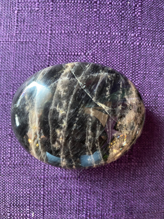 Black Moonstone Palm Stone