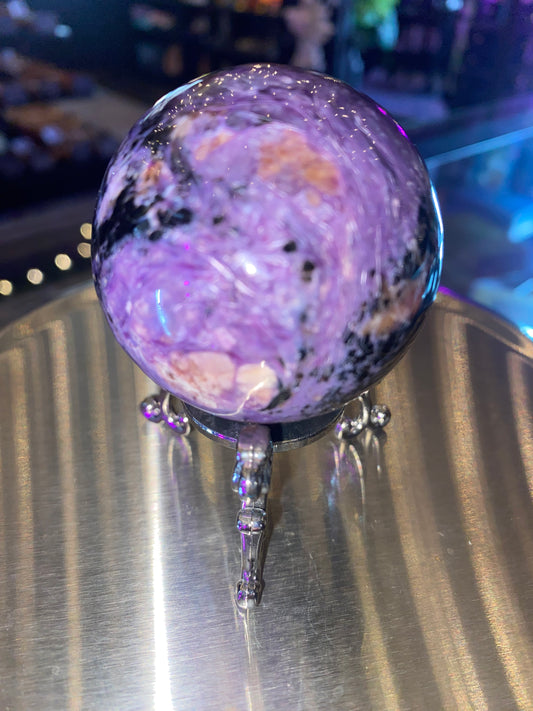 Charoite Sphere With Stand