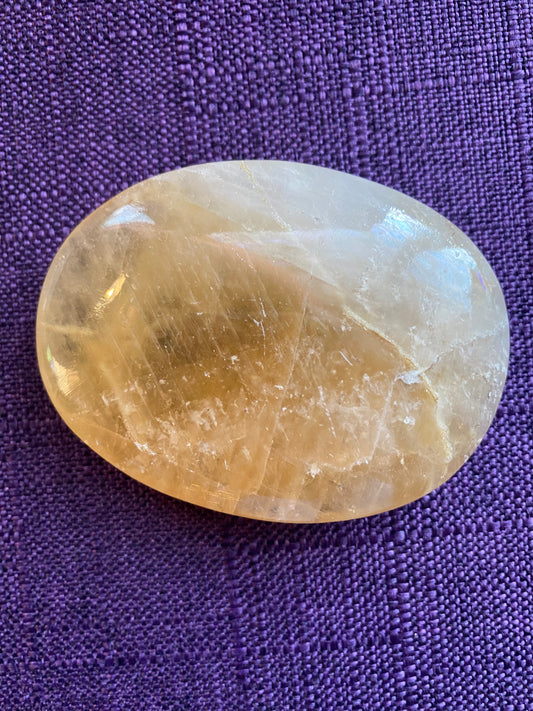 Honey Calcite Palm Stone