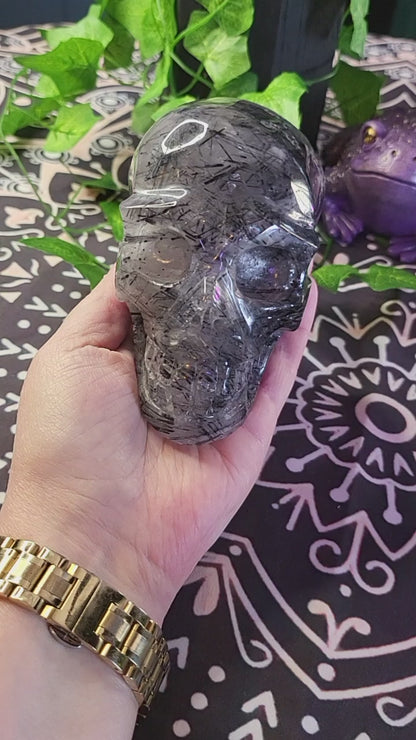 Quartz Tourmaline Included Skull